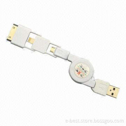 3-in-1 USB Retractable Charging and Sync Cable for iPhone 5/4 and Micro USB 5 Pins